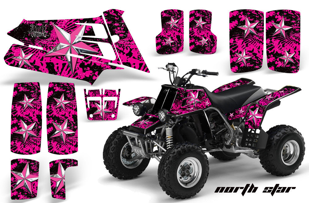 North Star - Pink Background. Pink/Chrome Star (Custom)