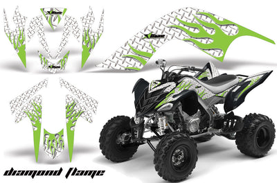 Diamond Flames - White Background Green Design