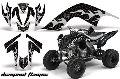 Diamond Flames - Black Background Silver Design