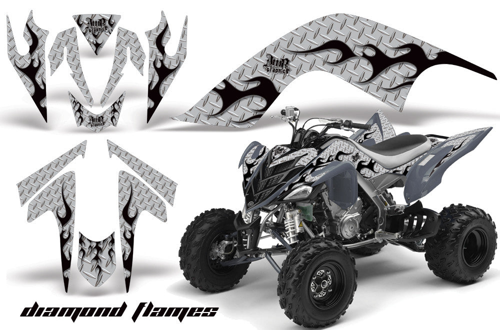 Diamond Flames - Silver Background Black Design