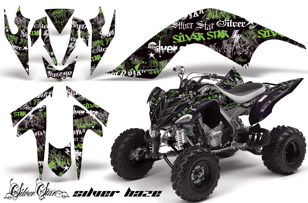 Silver Haze - Black Background Green Design