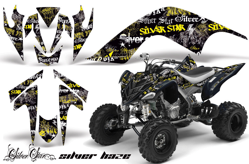 Silver Haze - Black Background Yellow Design