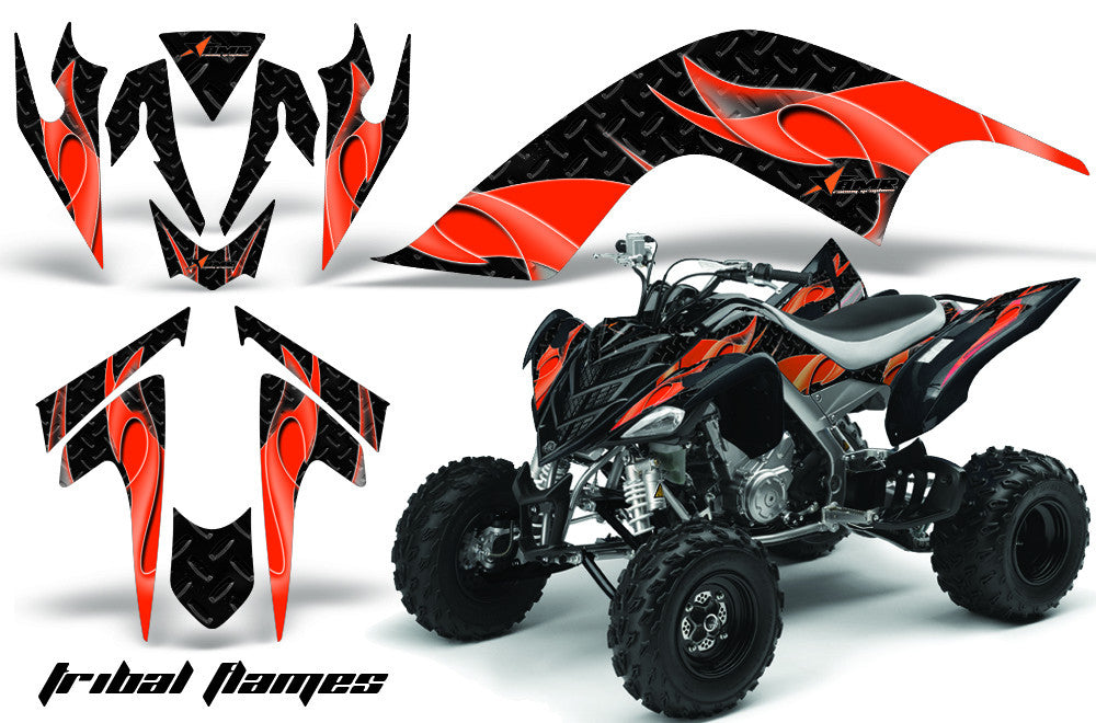 Tribal Flames - Black Background Red Design