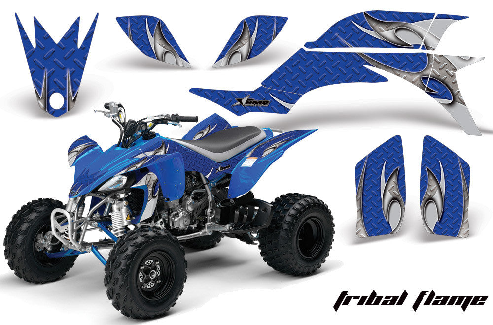 Tribal Flames - Blue Background White Design
