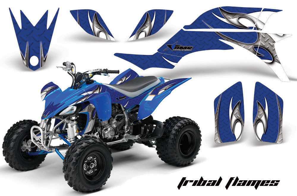 Tribal Flames 0 Blue Background White Design