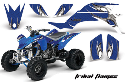 Tribal Flames 0 Blue Background White Design