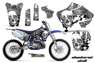 Motorcycle decal graphics kit for Yamaha YZ 125 (1996-2001), gray skull monochrome