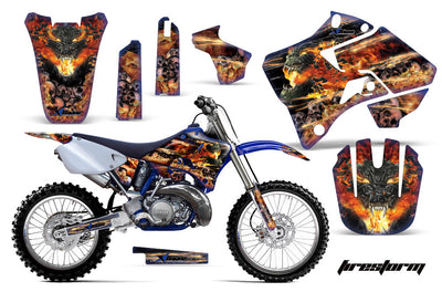 Yamaha YZ 125 graphics kit with orange flame decals for fenders and side panels