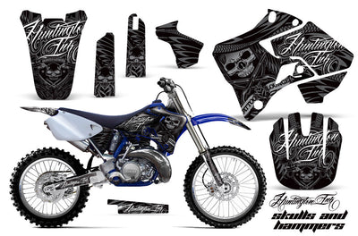 Motorcycle graphics kit for Yamaha YZ 250 in black and white with vintage illustration art