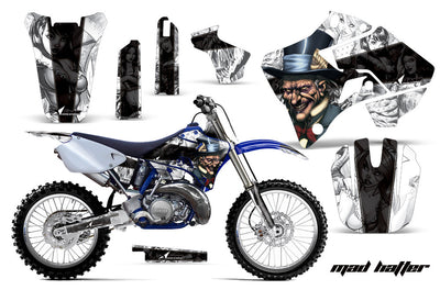 Motorcycle graphics kit for Yamaha YZ 250 in grayscale with collage artwork, full set