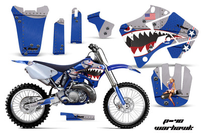 Motorcycle graphics kit for dirt bike with blue and patriotic star shark artwork set