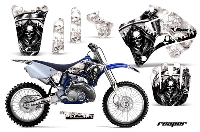 Yamaha YZ 125 decal graphics kit with black-and-white skull and camo style panels