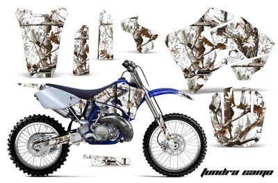 Motorcycle graphics kit for a Yamaha motocross bike, tan camo pattern graphics set