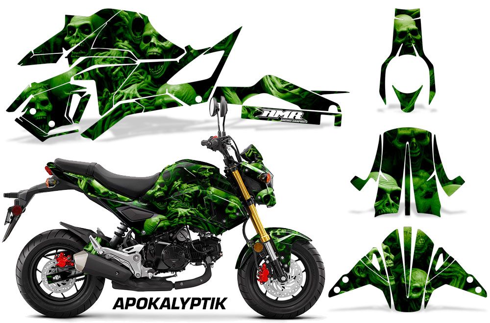 Green Apokalyptik Design on a Honda Grom 125 Graphics Kit (2017–2020)
