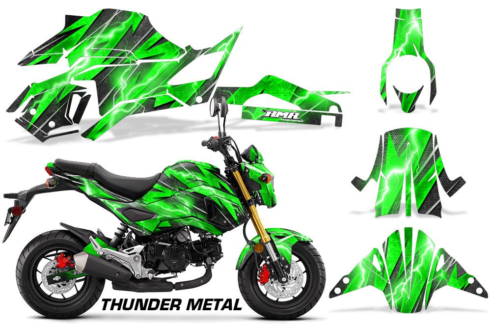 Green Metal Thunder Design on a Honda Grom 125 Graphics Kit (2017–2020)