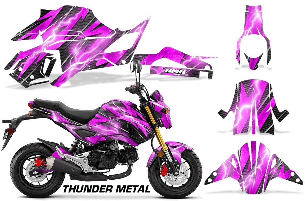 Pink Metal Thunder Design on a Honda Grom 125 Graphics Kit (2017–2020)