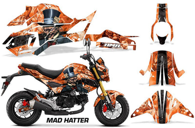 Orange Black Mad Hatter Design on a Honda Grom 125 Graphics Kit (2017–2020)