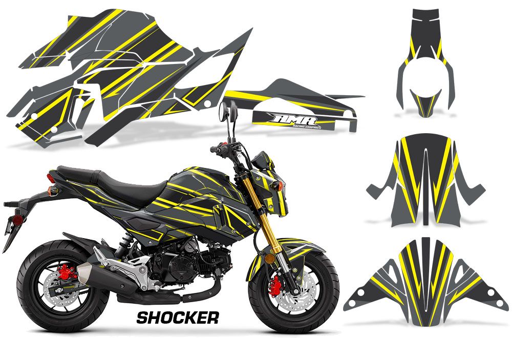 Shocker Yellow Design on a Honda Grom 125 Graphics Kit (2017–2020) Body Line Accents
