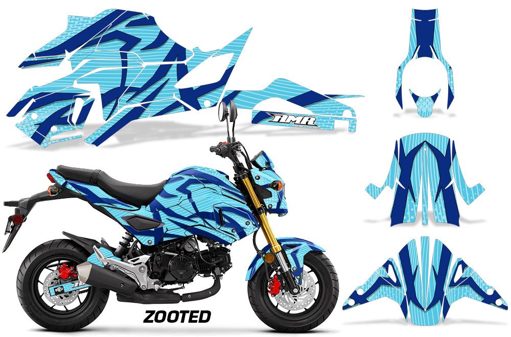 Teal Blue Zooted Design on a Honda Grom 125 Graphics Kit (2017–2020)