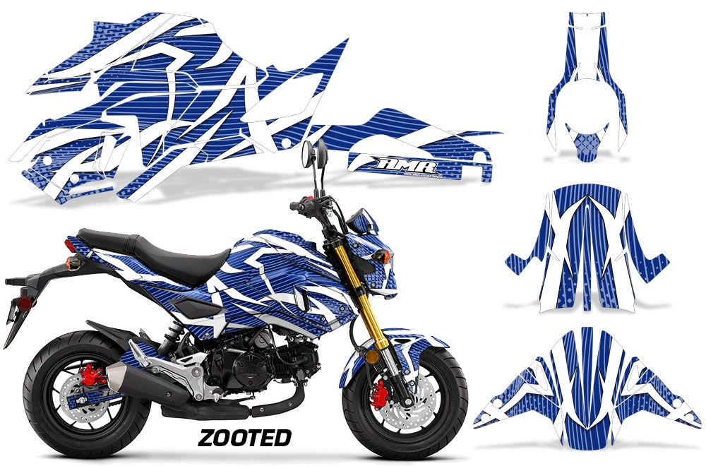 Blue White Zooted Design on a Honda Grom 125 Graphics Kit (2017–2020)