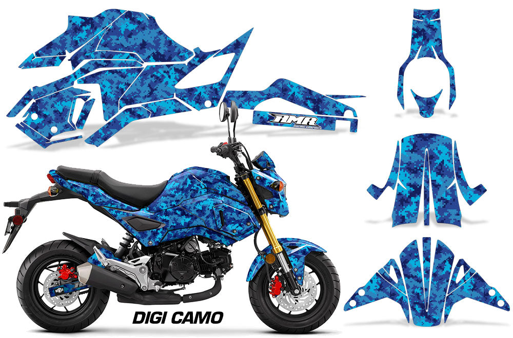 Blue Digi Camo Design on a Honda Grom 125 Graphics Kit (2017–2020)