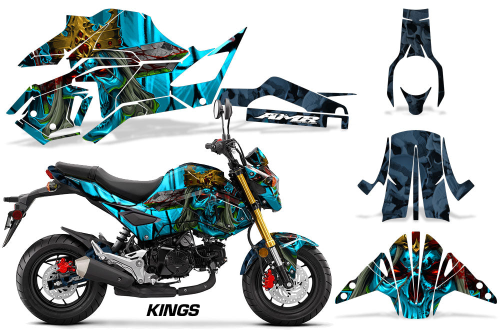 Teal Blue Kings Sword Design on a Honda Grom 125 Graphics Kit (2017–2020)