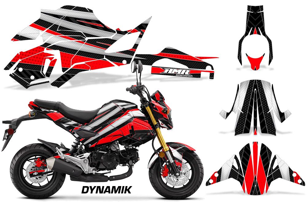 Black Red Dynamik Design on a Honda Grom 125 Graphics Kit (2017–2020)