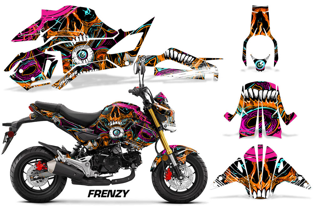 Orange Black Frenzy Design on a Honda Grom 125 Graphics Kit (2017–2020)