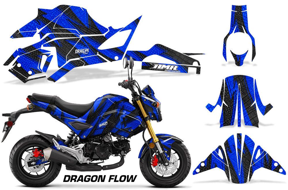Blue Dragon Flow Design on a Honda Grom 125 Graphics Kit (2017–2020)