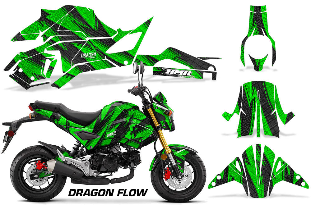 Green Dragon Flow Design on a Honda Grom 125 Graphics Kit (2017–2020)