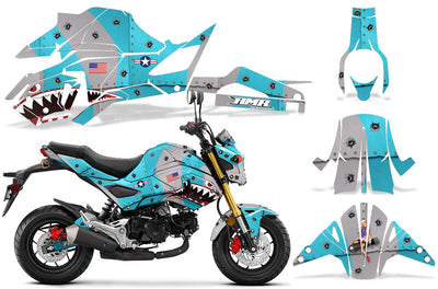Teal P40 Warhawk Design on a Honda Grom 125 Graphics Kit (2017–2020)
