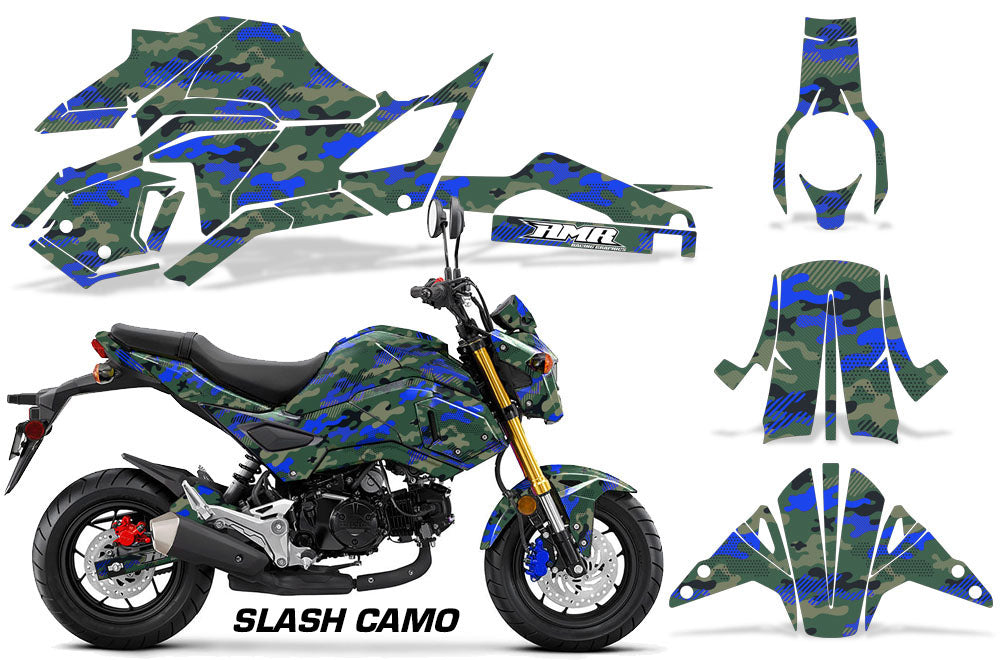 Blue Slash Camo Design on a Honda Grom 125 Graphics Kit (2017–2020)