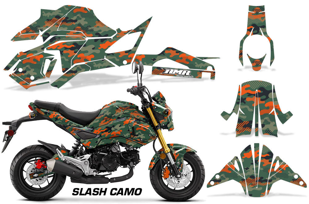 Orange Slash Camo Design on a Honda Grom 125 Graphics Kit (2017–2020)