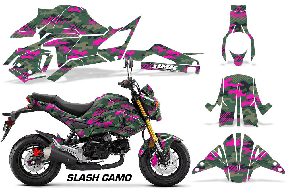 Pink Slash Camo Design on a Honda Grom 125 Graphics Kit (2017–2020)
