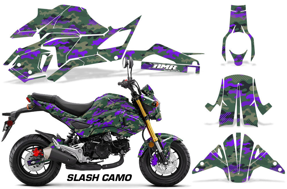 Purple Slash Camo Design on a Honda Grom 125 Graphics Kit (2017–2020)