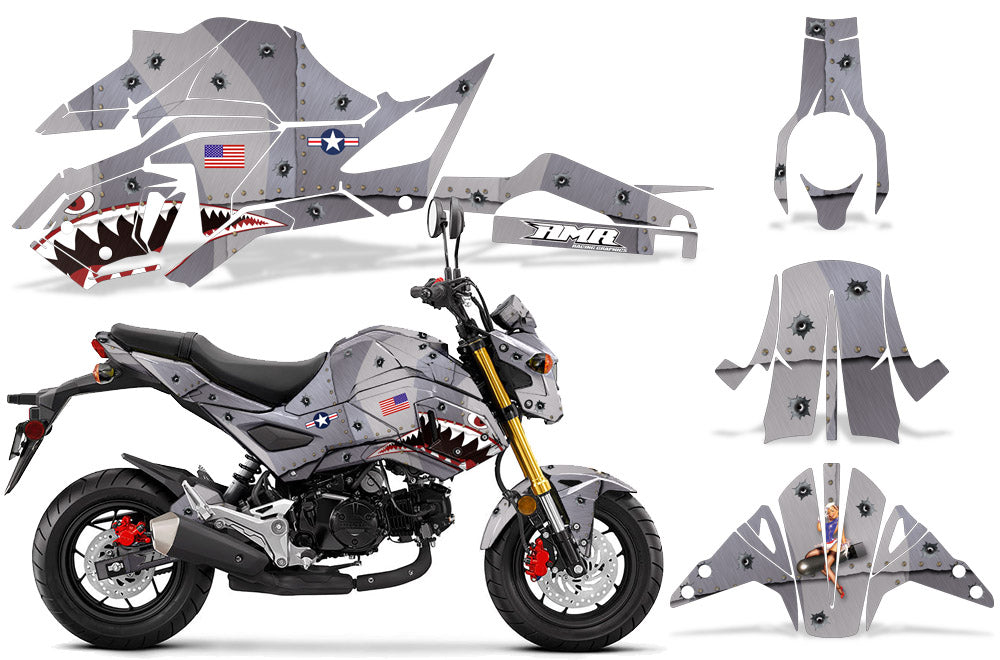 Silver P40 Warhawk Design on a Honda Grom 125 Graphics Kit (2017–2020)