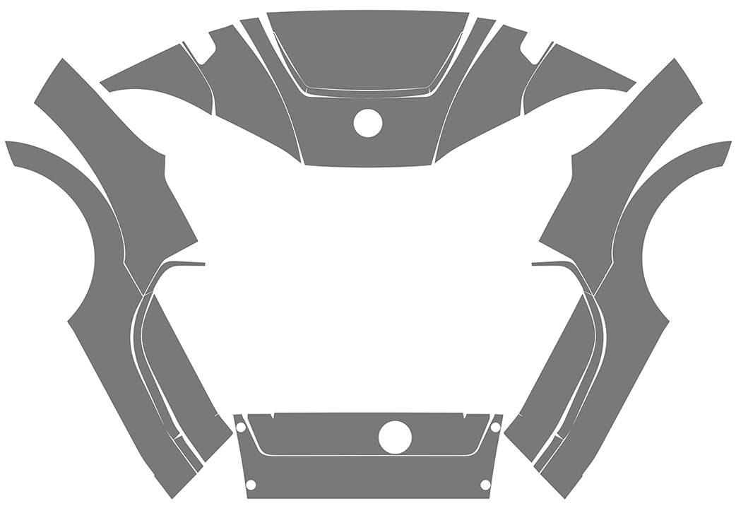Golf cart graphic decal set with gray and white front panel pattern