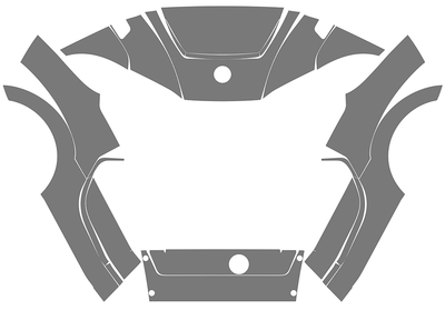Golf cart graphic decal set with gray and white front panel pattern