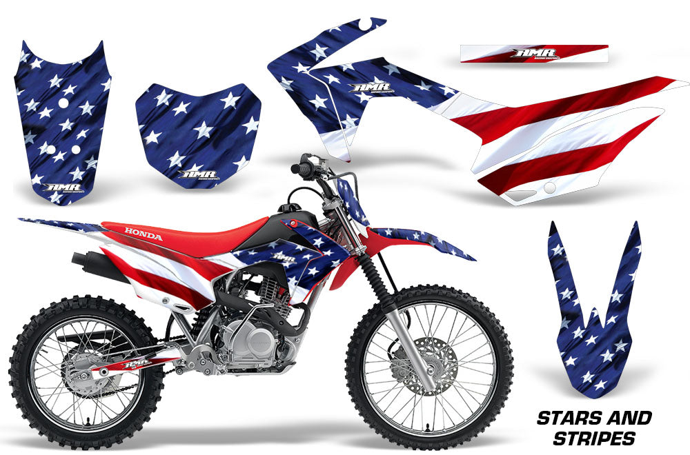 2014-2018 Honda CRF 125F Motocross Graphics Kit – Stars & Stripes Vinyl Decals