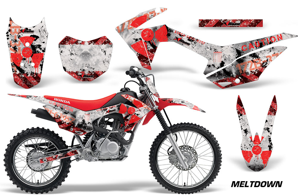 2014-2018 Honda CRF 125F Motocross Graphics Kit – Meltdown Red White Vinyl Decals