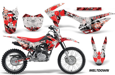 2014-2018 Honda CRF 125F Motocross Graphics Kit – Meltdown Red White Vinyl Decals