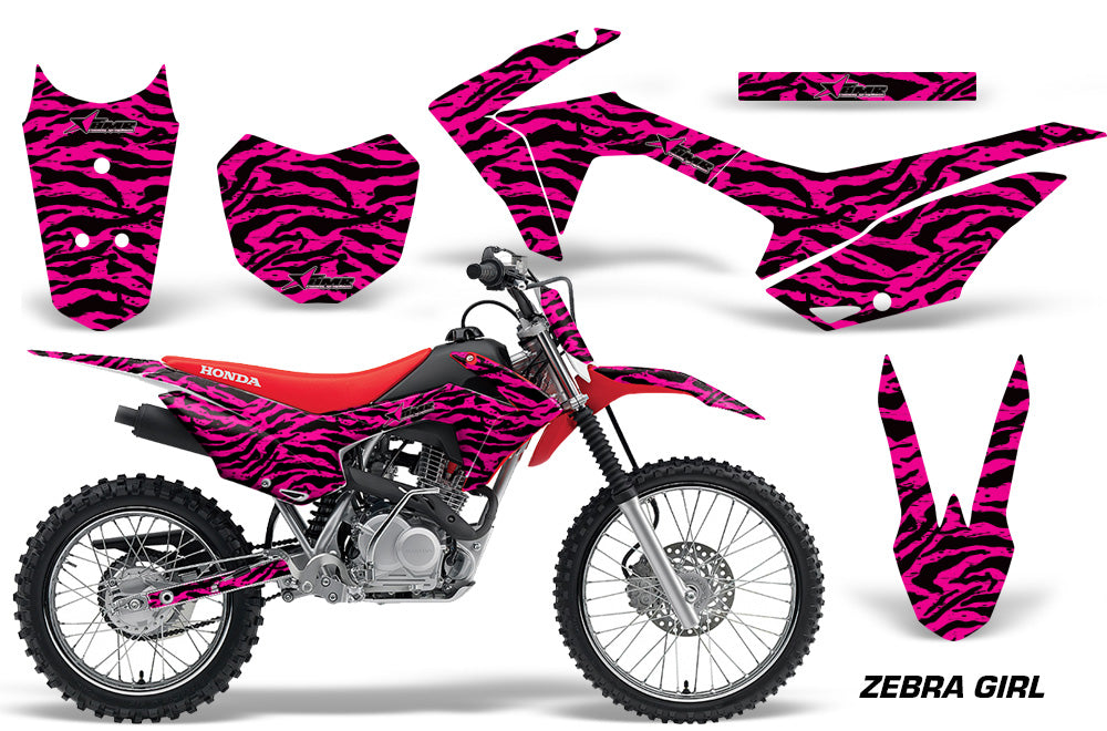 2014-2018 Honda CRF 125F Motocross Graphics Kit – Zebra Girl Pink Black Vinyl Decals