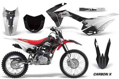 2014-2018 Honda CRF 125F Motocross Graphics Kit – Carbon X Black design Vinyl Decals