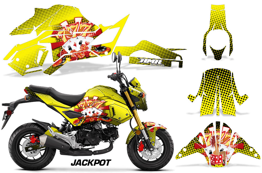 Yellow Jackpot Design on a Honda Grom 125 Graphics Kit (2017–2020)