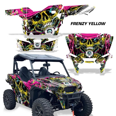 UTV decal kit: Frenzy Yellow pattern with neon yellow graphics for side panels and hood