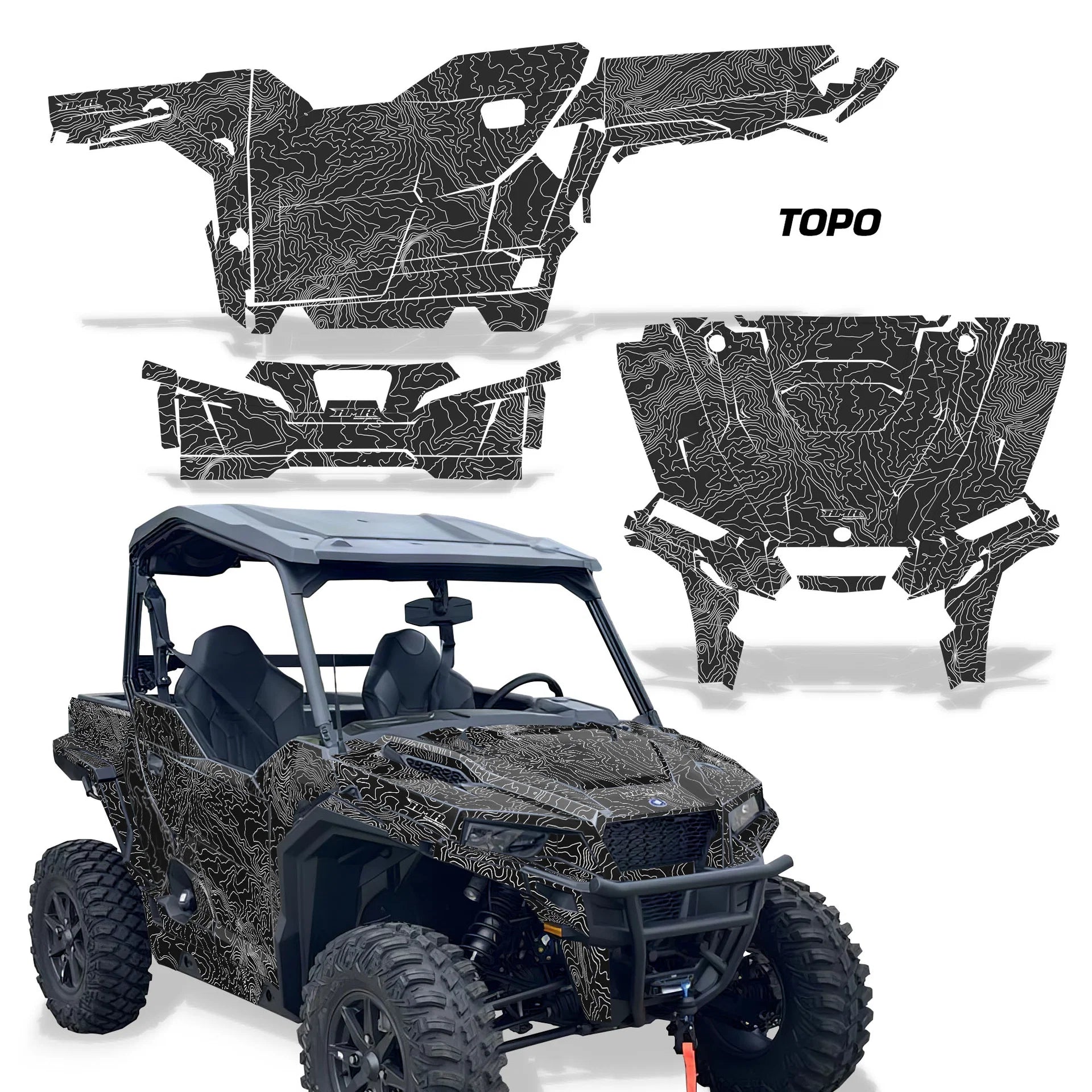 Polaris General graphics kit with black and white TOPO pattern panels