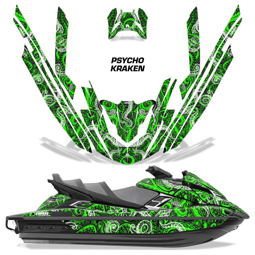 Psycho Kraken - BLACK Background GREEN Design