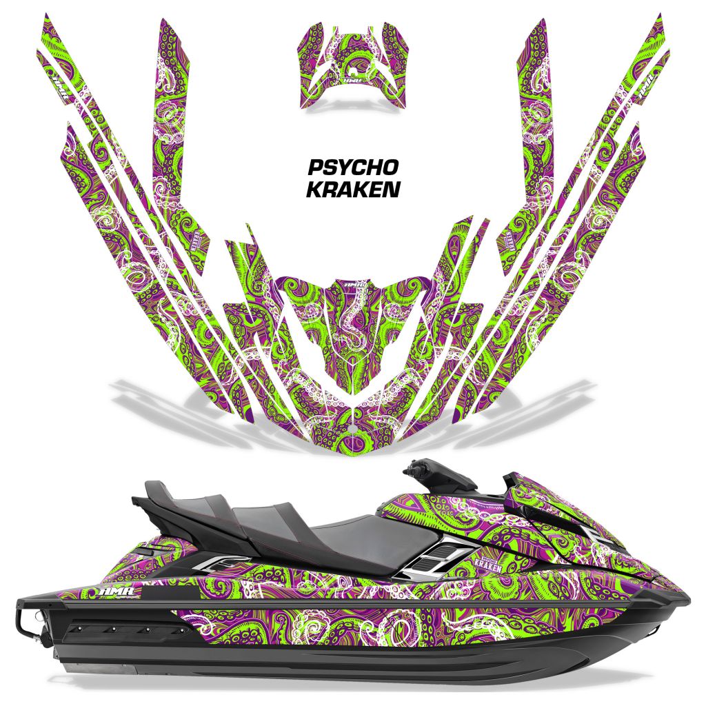 Psycho Kraken - PURPLE Background GREEN Design