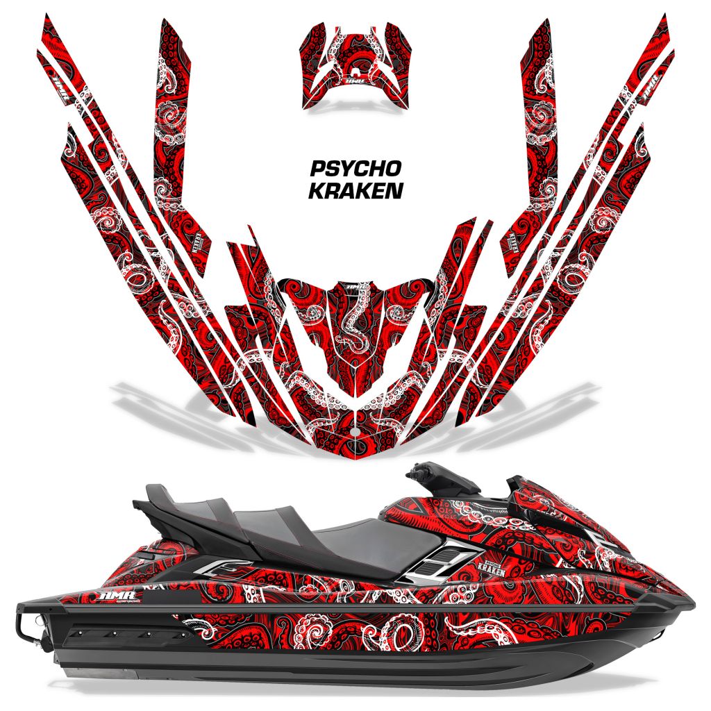 Psycho Kraken - BLACK Background RED Design