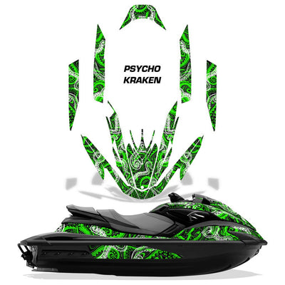Psycho Kraken - BLACK background GREEN design